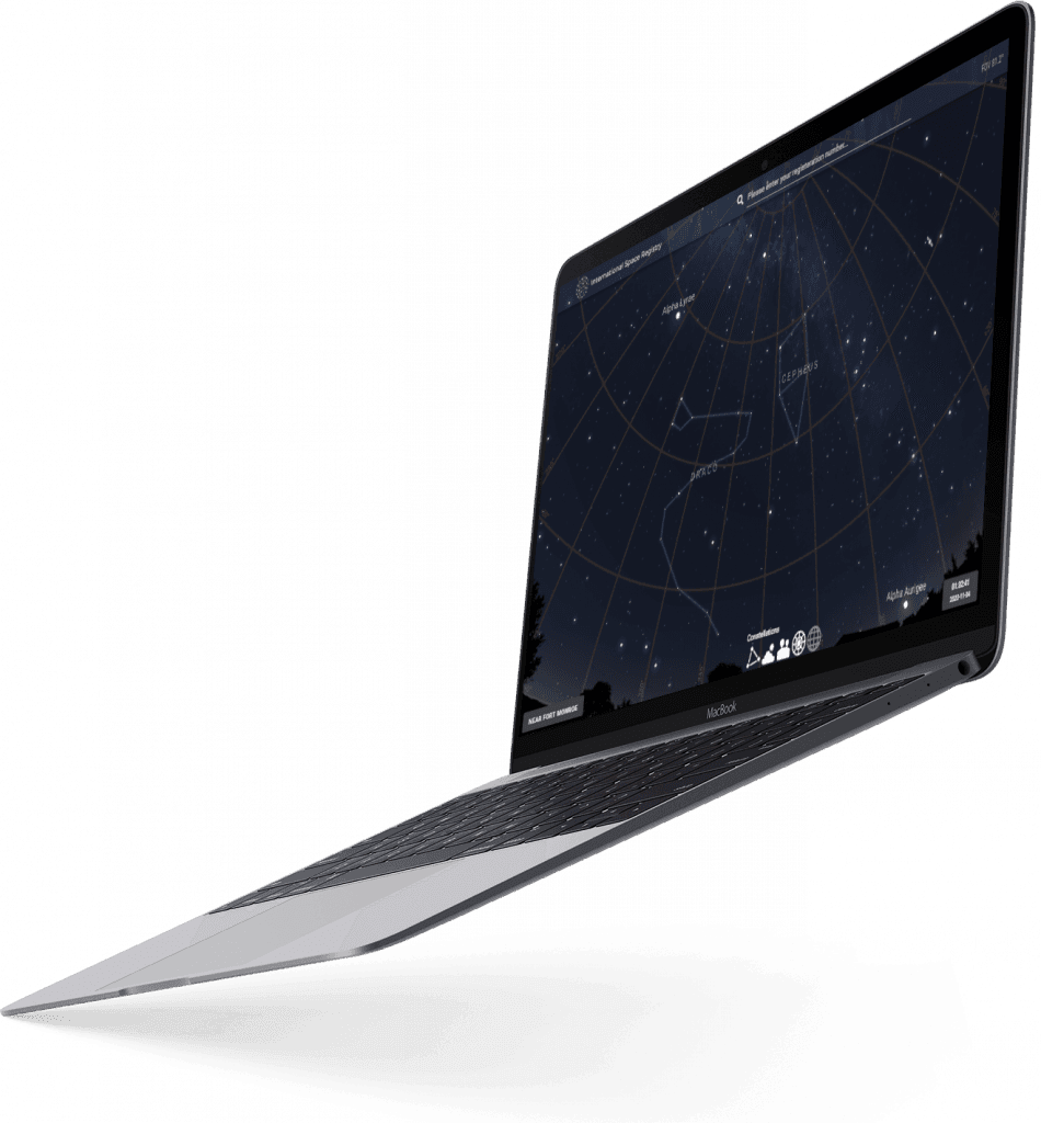 Online planetarium software on laptop and tablet
